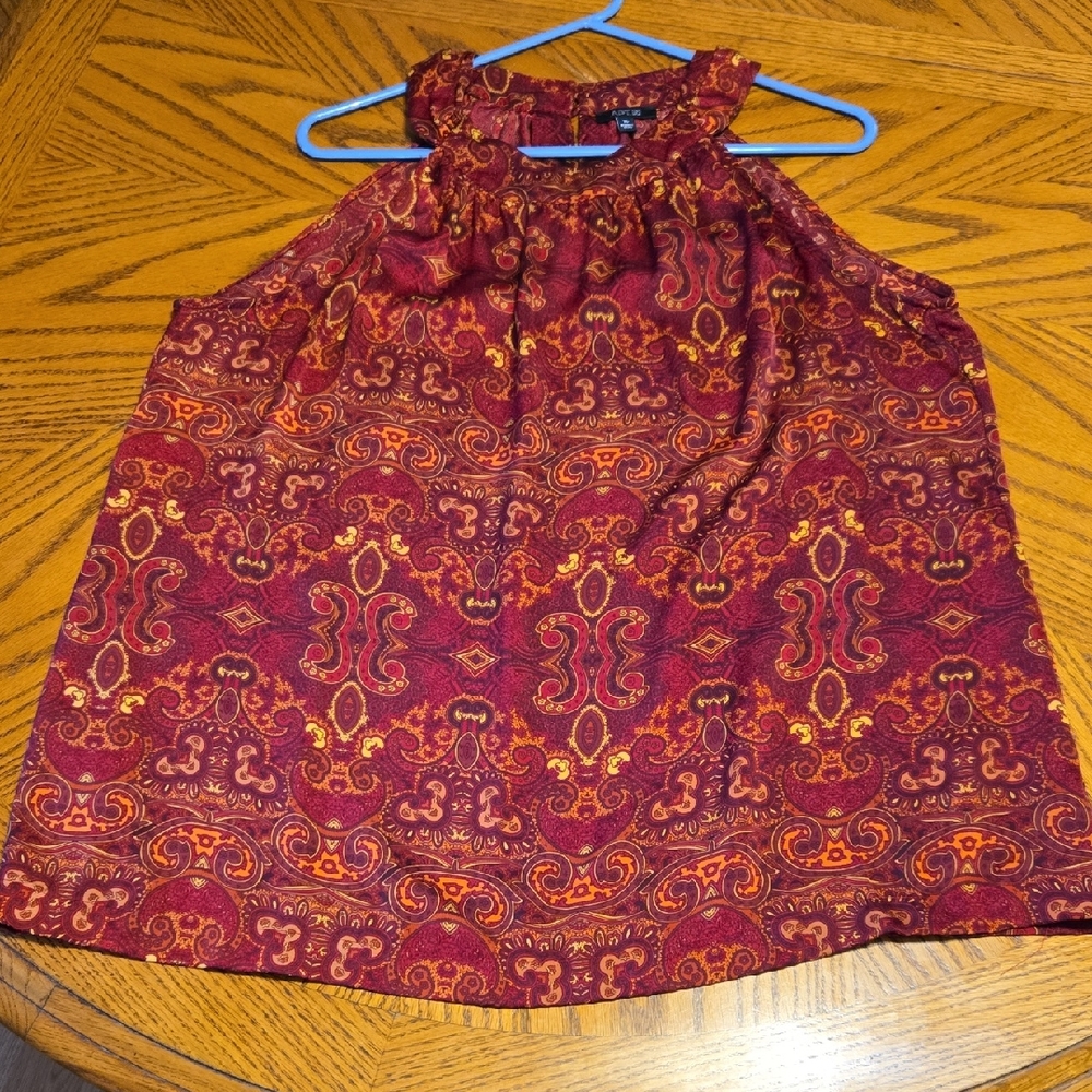 Apt. 9 Burgundy and Orange Paisley Blouse